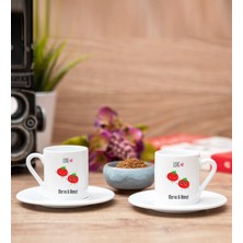 Hediye Dükkanı Kişiye Özel Sevimli Domatesler Ikili Beyaz Türk Kahvesi Fincanı