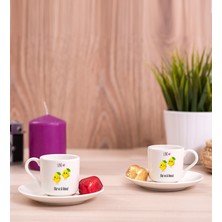 Hediye Dükkanı Kişiye Özel Sevimli Limonlar Ikili Porselen Türk Kahvesi Fincanı