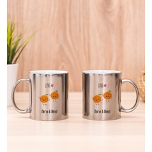 Hediye Dükkanı Kişiye Özel Sevimli Mandalinalar Ikili Silver Kupa Bardak