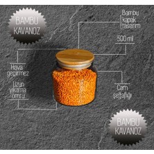 Gönül 3'lü Bambu 0,5 Lt Kapaklı Cam Kavanoz 500 ml