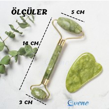 Evene Jade Roller Cilt Masaj Aleti Çift Taraflı Doğal Yeşim Taşı