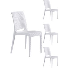 Sandalie Rattan Bahçe Sandalyesi 4 Adet – Beyaz