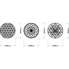 Numa Concept Ahşap Yaşam Çiçeği Sri Yantra Torus Nefesi Üçlü Dekoratif Tablo Duvar Süsü Shri Yantra