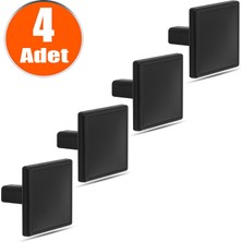BADEM10 Düğme Kulp Kare Çekmece Dolap Kapak Kulpu Kulbu Metal Siyah (4 Adet)