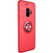 Dlrcase Samsung Galaxy A6 Plus 2018 Kılıf Ravel Yüzüklü+Nano Koruyucu Kırmızı