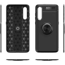 Dlrcase Xiaomi Redmi Note 8 Kılıf Ravel Yüzüklü Mıknatıslı Silikon+Nano Glass Siyah