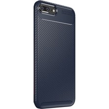 Dlrcase Apple iPhone 8 Plus Kılıf Negro Karbon Dizayn Silikon + Nano Lacivert