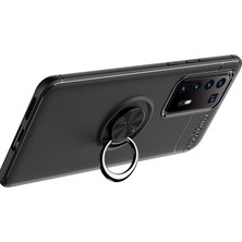 Dlrcase Huawei P40 Pro Kılıf Ravel Yüzüklü Mıknatıslı+Full Ekran Koruyucu Bronz