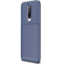 Dlrcase Xiaomi Poco X2 Kılıf Negro Karbon Dizayn Silikon+Nano Glass Lacivert