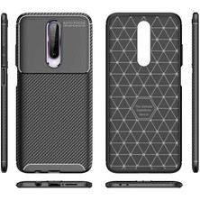 Dlrcase Xiaomi Poco X2 Kılıf Negro Karbon Dizayn Silikon+Nano Glass Lacivert