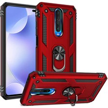 Dlrcase Xiaomi Poco X2 Kılıf Vega Standlı Yüzüklü Mıknatıslı+Nano Glass Gümüş