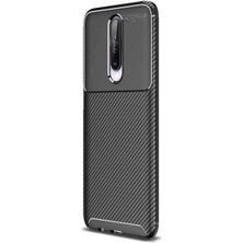 Dlrcase Xiaomi Poco X2 Kılıf Negro Karbon Dizayn Silikon+Nano Glass Siyah