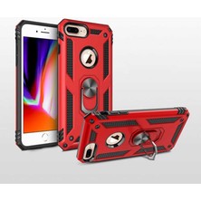 Dlrcase Apple iPhone 8 Plus Kılıf Vega Standlı Yüzüklü Mıknatıslı Kırmızı