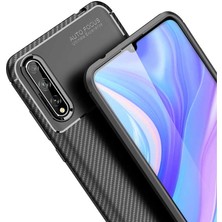 Dlrcase Huawei Y8P Kılıf Negro Karbon Dizayn Silikon Lacivert