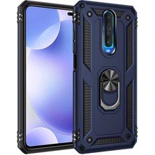 Dlrcase Xiaomi Poco X2 Kılıf Tank Koruma Vega Standlı Yüzüklü Mıknatıslı Lacivert