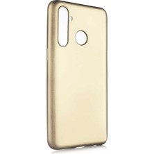 Dlrcase Realme 5i Kılıf Premier Silikon Esnek Koruma+Nano Glass Gold