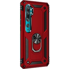 Dlrcase Xiaomi Mi Note 10 Kılıf Vega Standlı Yüzüklü Mıknatıslı Kırmızı