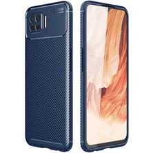 Dlrcase Oppo A73 Kılıf Negro Karbon Dizayn Silikon+Nano Glass Lacivert