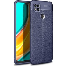 Dlrcase Xiaomi Redmi 9c Kılıf Niss Silikon Deri Görünümlü+Nano Glass Lacivert