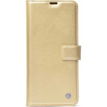 Dlrcase Oppo A52 Kılıf Kar Delüx Cüzdan Kartvizitli Kopçalı Gold