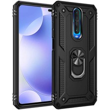 Dlrcase Xiaomi Poco X2 Kılıf Tank Koruma Vega Standlı Yüzüklü Mıknatıslı Siyah