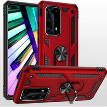 Dlrcase Huawei P40 Pro Kılıf Tank Koruma Vega Standlı Yüzüklü Mıknatıslı Bronz