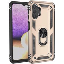 Dlrcase Samsung Galaxy A32 5g Kılıf Vega Tank Koruma Standlı Yüzüklü Mıknatıslı+Nano Glass Gold