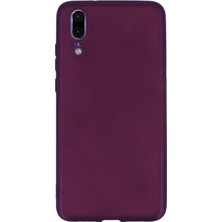 Dlrcase Huawei P20 Kılıf Premier Silikon Arka Kapak+Nano Glass Mürdüm