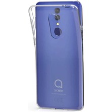 Dlrcase Alcatel 3 2019 Kılıf Süper Silikon Yumuşak Koruma+Nano Glass Şeffaf