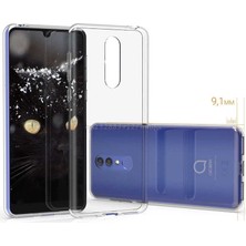 Dlrcase Alcatel 3 2019 Kılıf Süper Silikon Yumuşak Koruma+Nano Glass Şeffaf