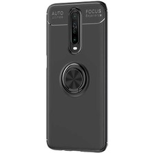 Dlrcase Xiaomi Poco X2 Kılıf Ravel Silikon Yüzüklü Mıknatıslı+Nano Glass Siyah