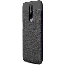 Dlrcase Xiaomi Poco X2 Kılıf Niss Silikon Deri Görünümlü Siyah