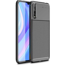 Dlrcase Huawei Y8P Kılıf Negro Karbon Dizayn Silikon+Nano Glass Siyah