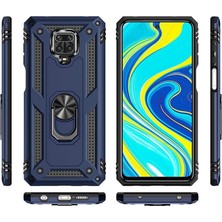 Dlrcase Xiaomi Redmi Note 9s Kılıf Vega Standlı Yüzüklü Mıknatıslı+Full Ekran Koruyucu Siyah