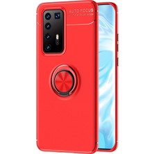 Dlrcase Huawei P40 Pro Kılıf Ravel Silikon Yüzüklü Mıknatıslı Kırmızı