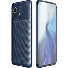 Dlrcase Xiaomi Mi 11 Kılıf Negro Karbon Dizayn+Full Ekran Koruyucu Lacivert