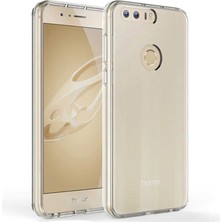 Dlrcase Huawei Honor 8 Kılıf Süper Silikon Yumuşak Koruma+Nano Glass Şeffaf