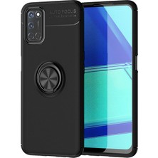 Dlrcase Oppo A92 Kılıf Ravel Silikon Yüzüklü Mıknatıslı+Nano Glass Siyah