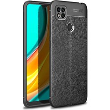 Dlrcase Xiaomi Redmi 9c Kılıf Niss Silikon Deri Görünümlü+Nano Glass Siyah