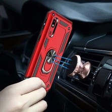 Dlrcase Huawei Y9 Prime 2019 Kılıf Vega Standlı Yüzüklü Mıknatıslı+Nano Glass Kırmızı