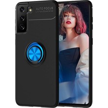 Dlrcase Samsung Galaxy S21 Plus 5g Kılıf Ravel Silikon Yüzüklü Mıknatıslı+Full Ekran Mavi