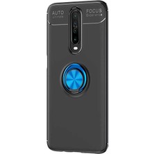 Dlrcase Xiaomi Poco X2 Kılıf Ravel Silikon Yüzüklü Mıknatıslı+Nano Glass Mavi