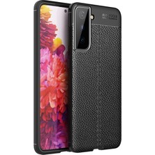 Dlrcase Samsung Galaxy S21 Plus 5g Kılıf Niss Deri Görünümlü Silikon+Full Ekran Siyah