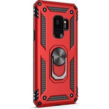 Dlrcase Samsung Galaxy S9 Kılıf Vega Standlı Yüzüklü Mıknatıslı Kırmızı