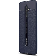 Dlrcase Oppo Reno 2z Kılıf Niss Silikon Deri Görünümlü Lacivert