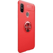 Dlrcase Xiaomi Mi 6x Kılıf Ravel Yüzüklü Mıknatıslı Silikon+Nano Koruma Kırmızı