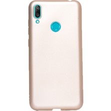 Dlrcase Huawei Y6 2019 Kılıf Premier Silikon Esnek Koruma+Nano Glass Gold