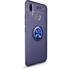 Dlrcase Huawei Y6 2019 Kılıf Ravel Yüzüklü Mıknatıslı Silikon Lacivert