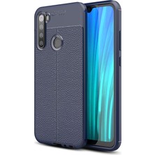 Dlrcase Xiaomi Redmi Note 8 Kılıf Niss Silikon Deri Görünümlü+Nano Glass Lacivert