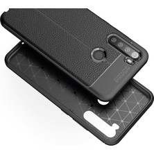 Dlrcase Xiaomi Redmi Note 8 Kılıf Niss Silikon Deri Görünümlü+Nano Glass Lacivert